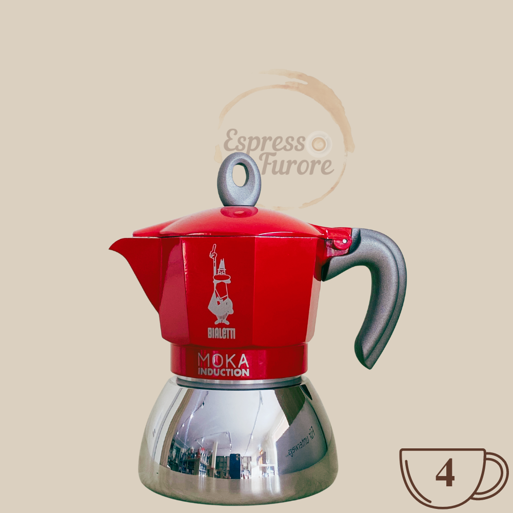 Bialetti Moka Induktion rot Herdkanne für 4 Espressotassen Espresso Furore