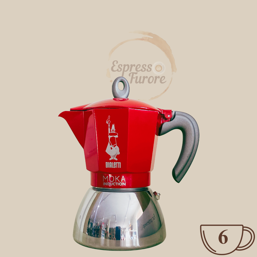 Bialetti Moka Induktion rot Herdkanne für 6 Espressotassen Espresso Furore
