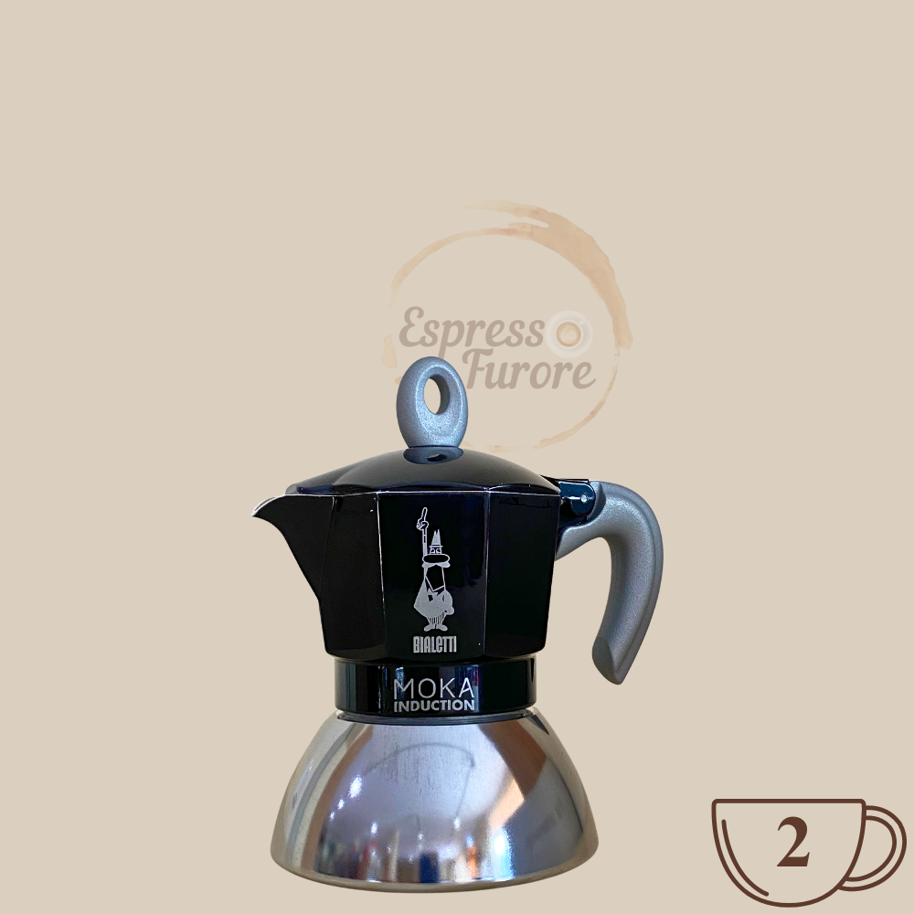 Bialetti Moka Induktion schwarz Herdkanne für 2 Espressotassen Espresso Furore