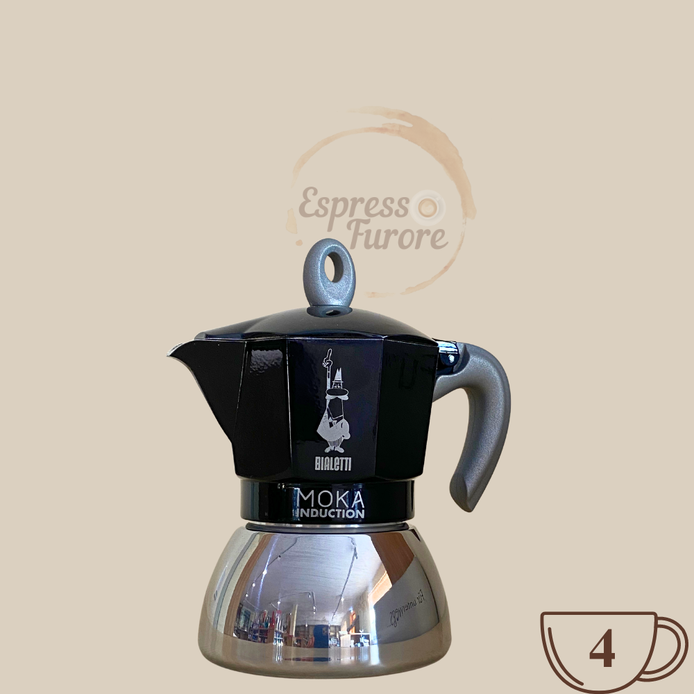 Bialetti Moka Induktion schwarz Herdkanne für 4 Espressotassen Espresso Furore