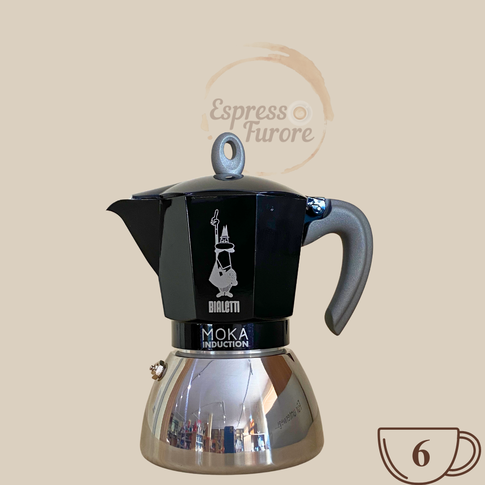 Bialetti Moka Induktion schwarz Herdkanne für 6 Espressotassen Espresso Furore
