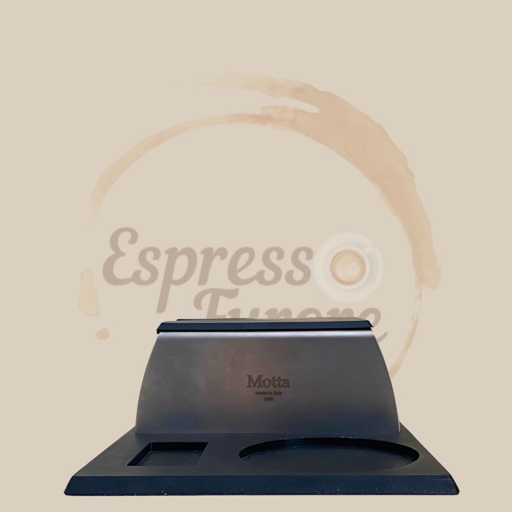 Motta Andrückstation mit Ablage schwarz - zum professionellen Anpressen deines Kaffeemehls