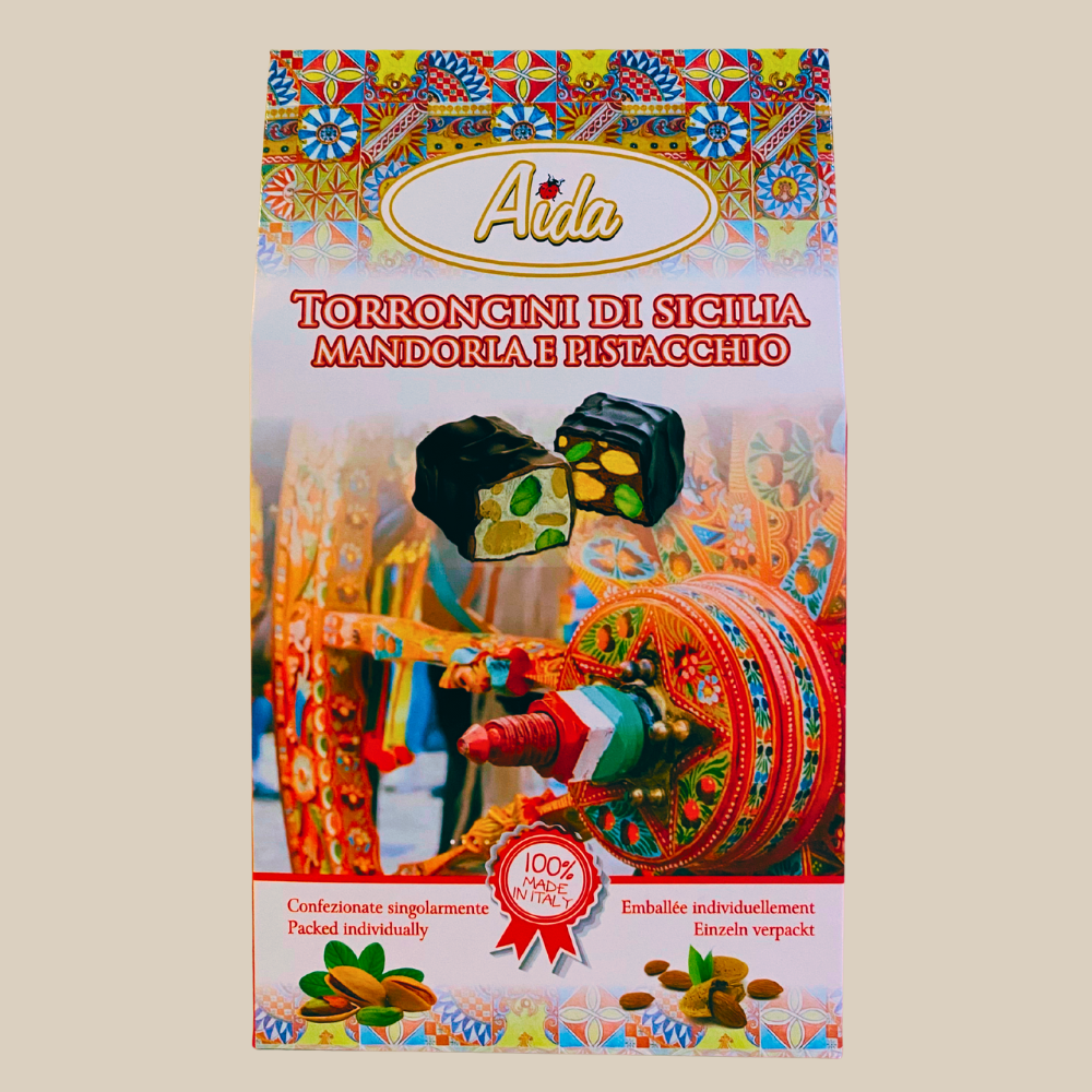 Aida Torroncini Siciliani 200g – Schokolierte Nougatwürfel mit Mandeln, Pistazien & Zitrusnoten