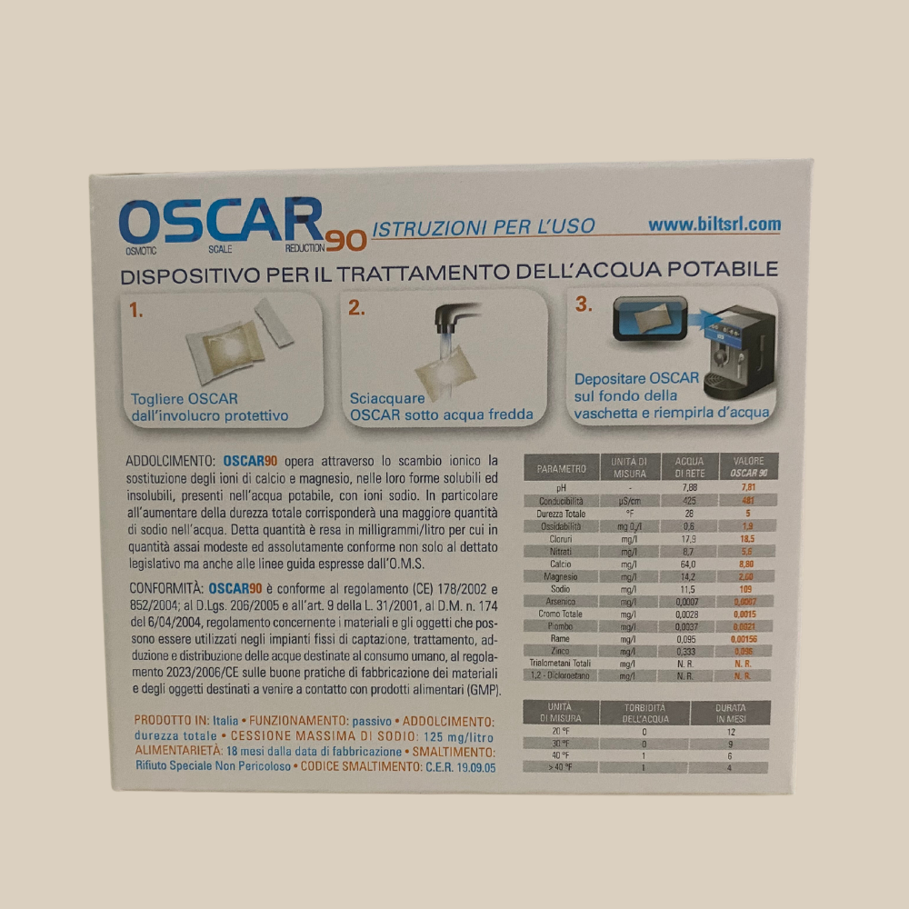 Espresso Furore Bilt Wasserfilterenthärter Oscar 90 Wasserfilter Entkalkung weiches Wasser