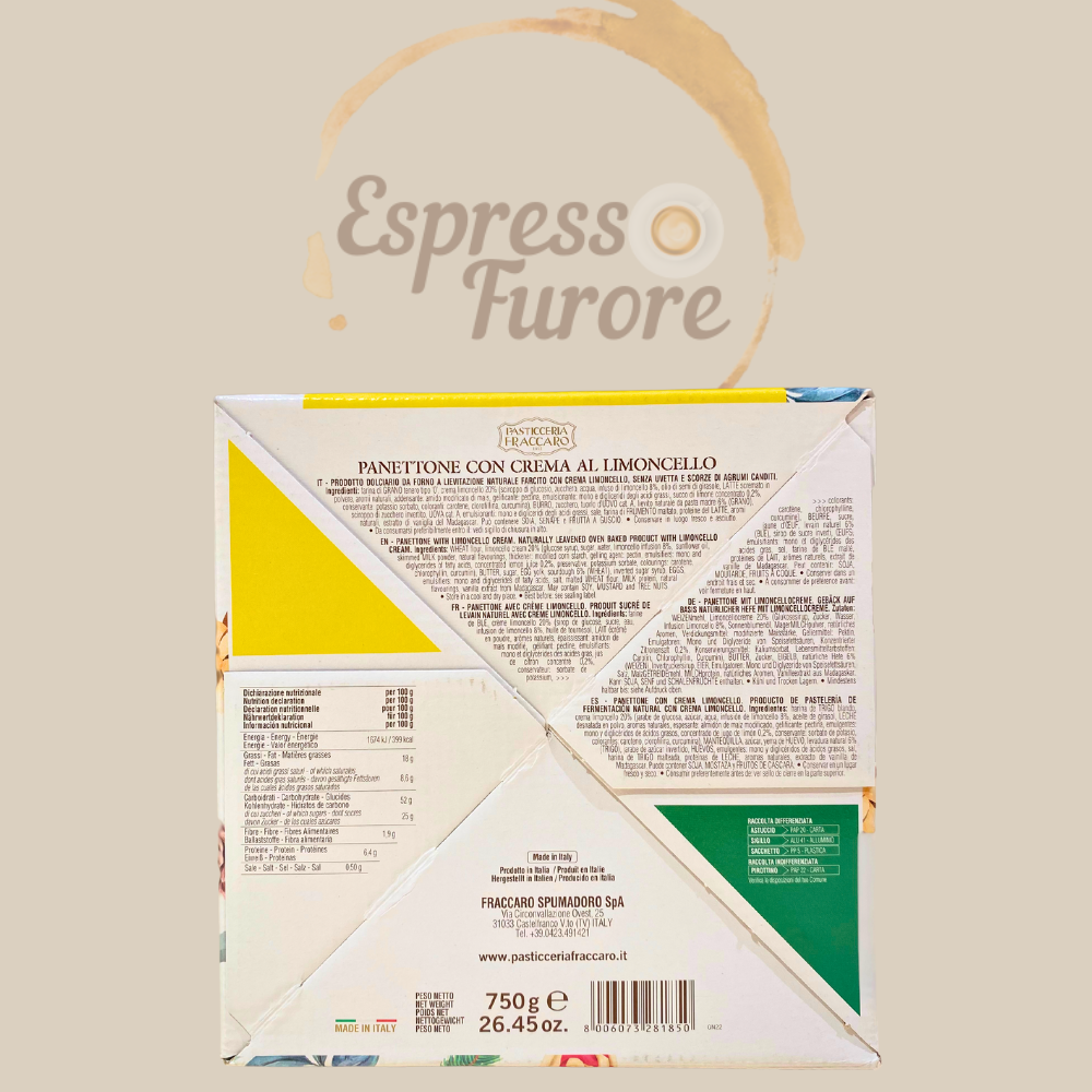 Espresso Furore Fraccaro Weihnachtskuchen mit einer erfrischenden Zitronencreme Füllung 750g