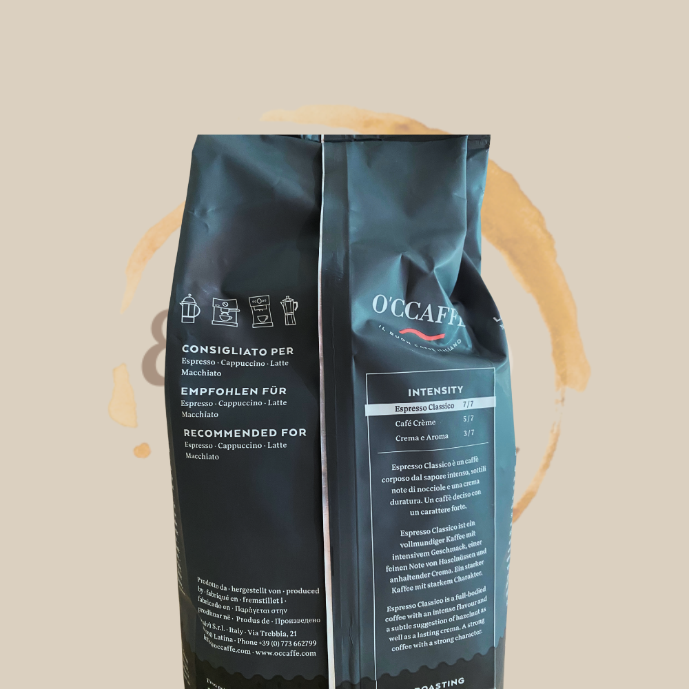 espresso furore O'CCAFFÈ Espresso Classico ganze Bohne 1000g - Intensiv. Ehrlich. Italienisch