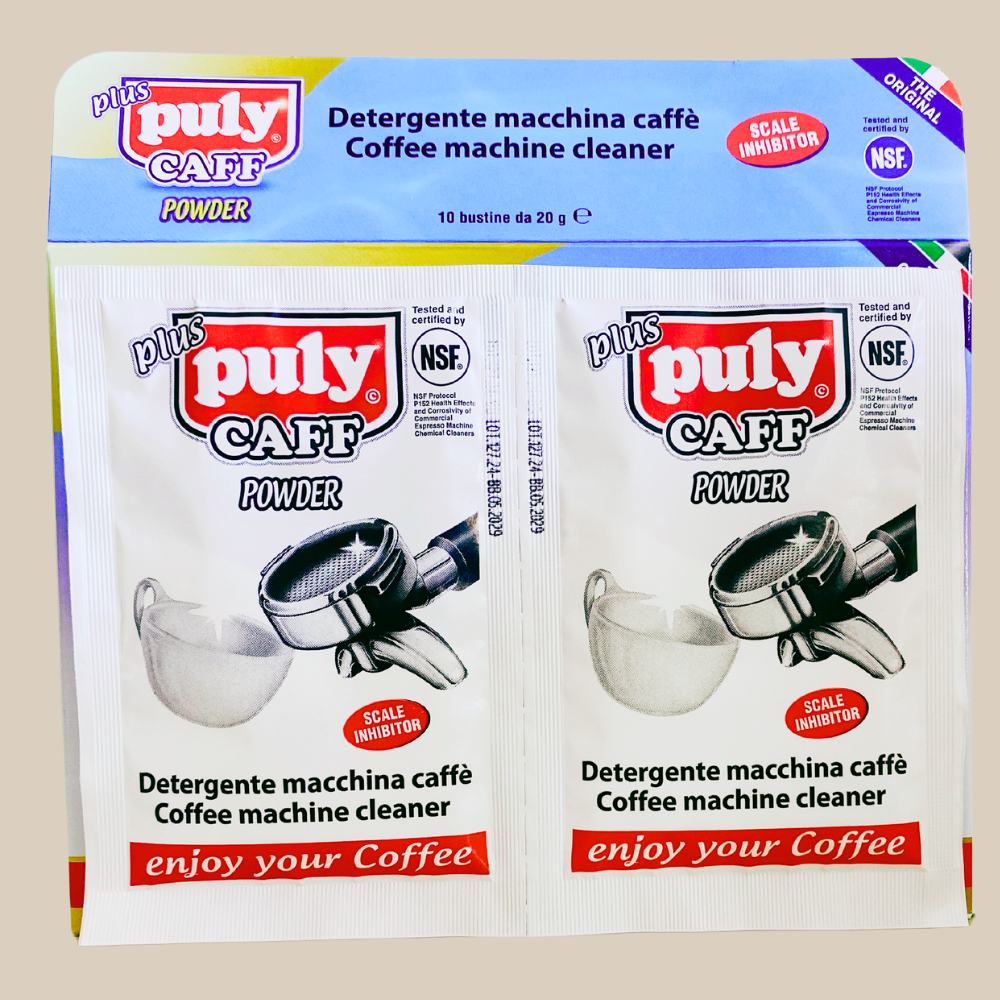 Puly Caff Plus NSF Powder Kaffeefettreiniger, Reinigungspulver für Kaffeemaschinen 10 x 20g Espresso Furore