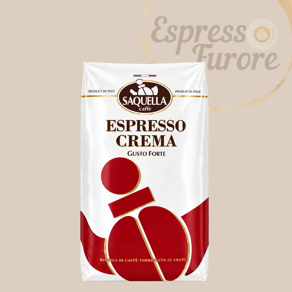 Saquella Espresso Crema 1000g ganze Bohnen - kräftiger italienischer Espresso mit dichter Crema