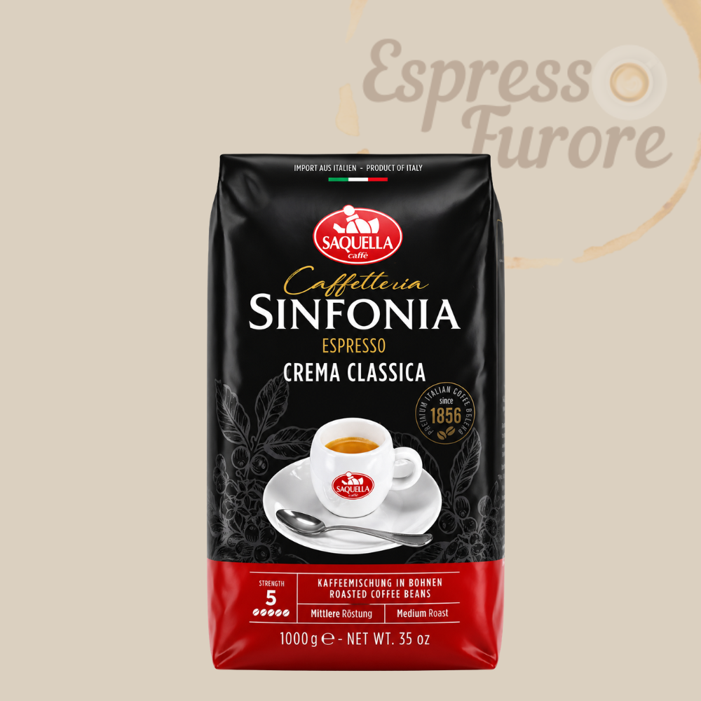 Saquella Sinfonia Crema Classica 1000g ganze Bohnen – ausgewogen, kräftig, klassisch italienisch Espresso Furore