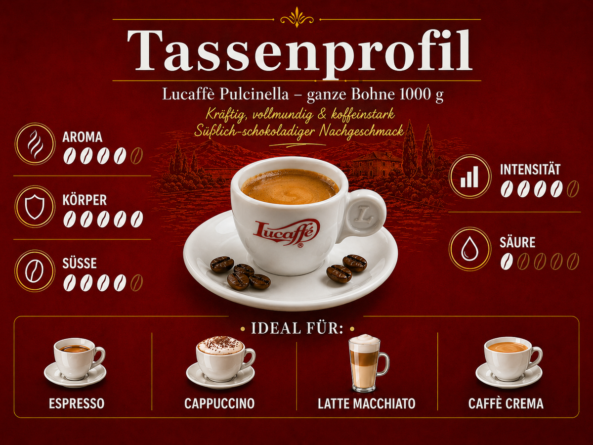Lucaffè Pulcinella ganze Bohne 1000 g