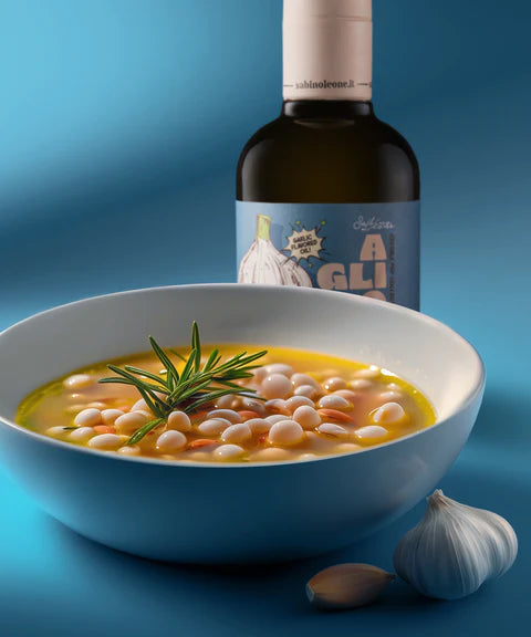 Sabino Leone Olio Extra Vergine di Oliva mit Knoblauch aromatisiert 250ml - Gusto Aglio