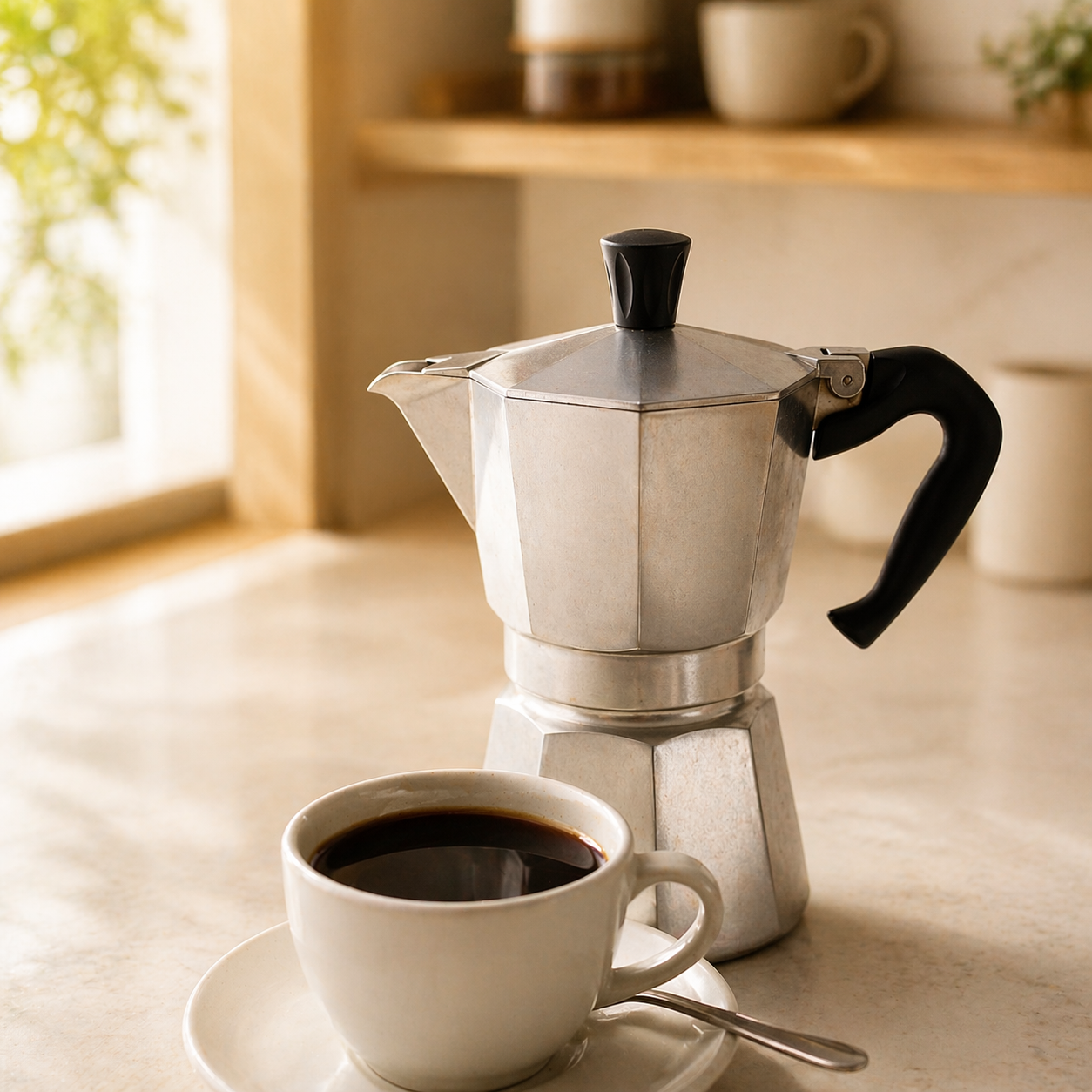Espressokocher und Milchaufschäumer