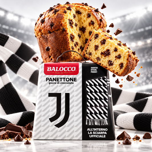 Balocco Panettone Juventus mit Schokoladenstückchen & Schal 500g
