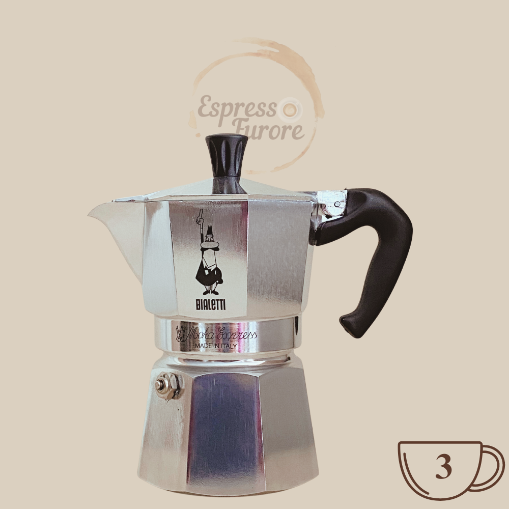 Bialetti Moka Express Herdkanne für 3 Espressotassen Espresso Furore