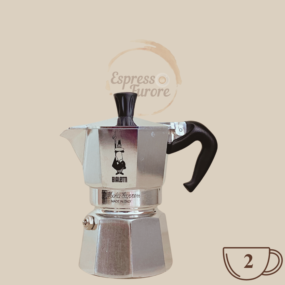 Bialetti Moka Express Herdkanne für 2 Espressotassen Espresso Furore