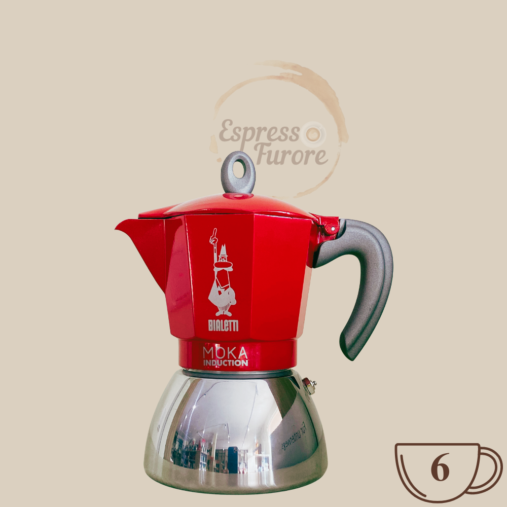 Bialetti Moka Induktion rot Herdkanne  für 6 Espressotassen Espresso Furore