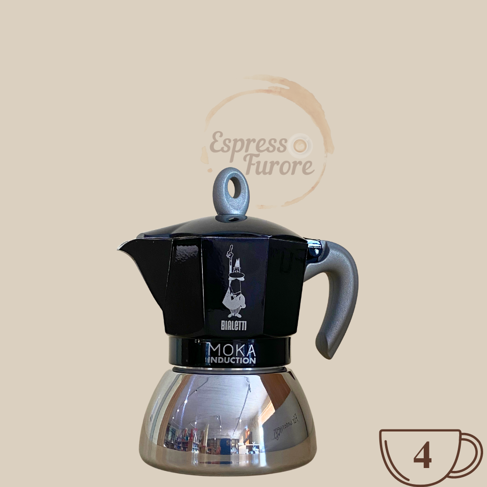 Bialetti Moka Induktion schwarz Herdkanne  für 4 Espressotassen Espresso Furore