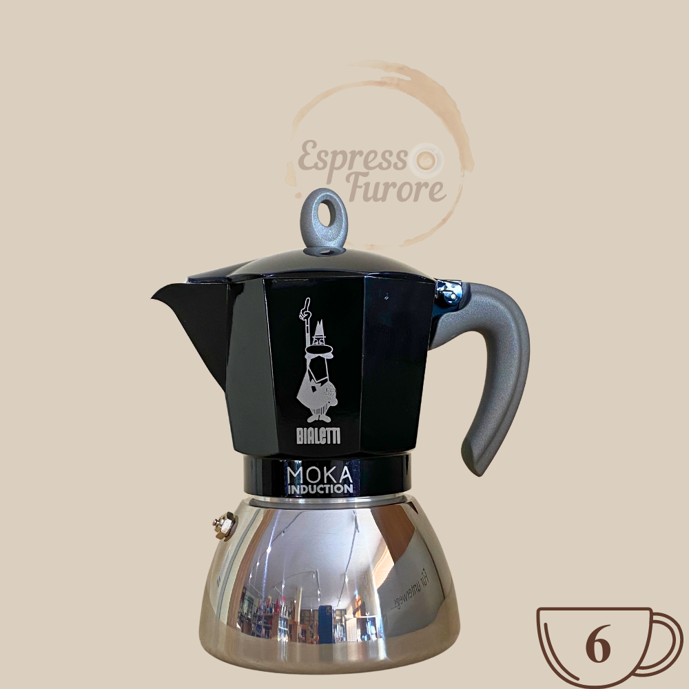 Bialetti Moka Induktion schwarz Herdkanne  für 6 Espressotassen Espresso Furore