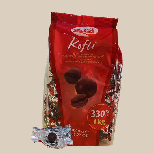 Zaini Kofli schokolierte Kaffeebohnen umhüllt mit feiner Zartbitterschokolade mit offener Praline Espresso Furore
