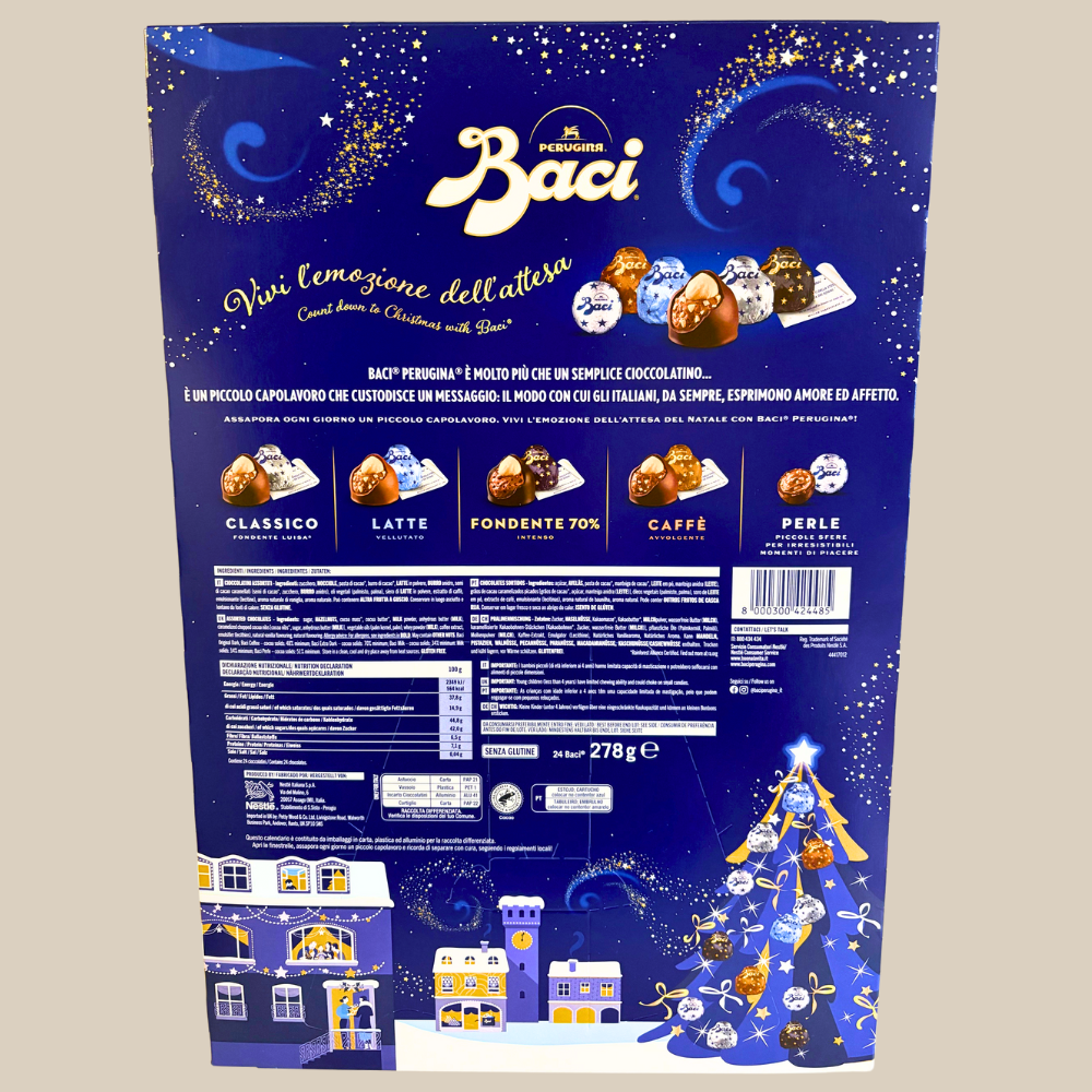 Bald verfügbar: Baci Perugina Adventskalender mit 24 Türchen - 278g Rueckseite Espresso Furore