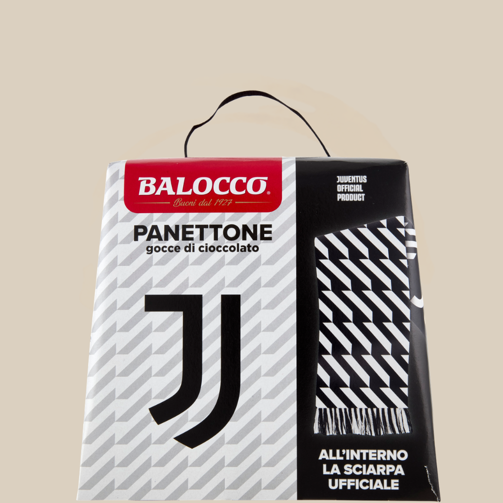 Balocco Panettone Juventus mit Schokoladenstückchen & Schal 500g