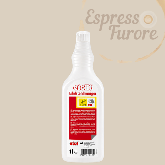 Etolit Edelstahlreiniger 1L, zur Reinigung deiner Edelstahl Espressomaschine