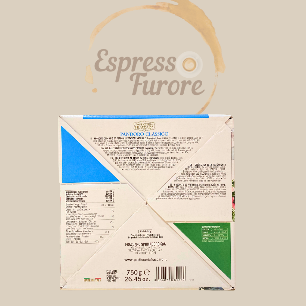 Espresso Furore Fraccaro Weihnachtskuchen Pandoro 750g - Goldenes Brot