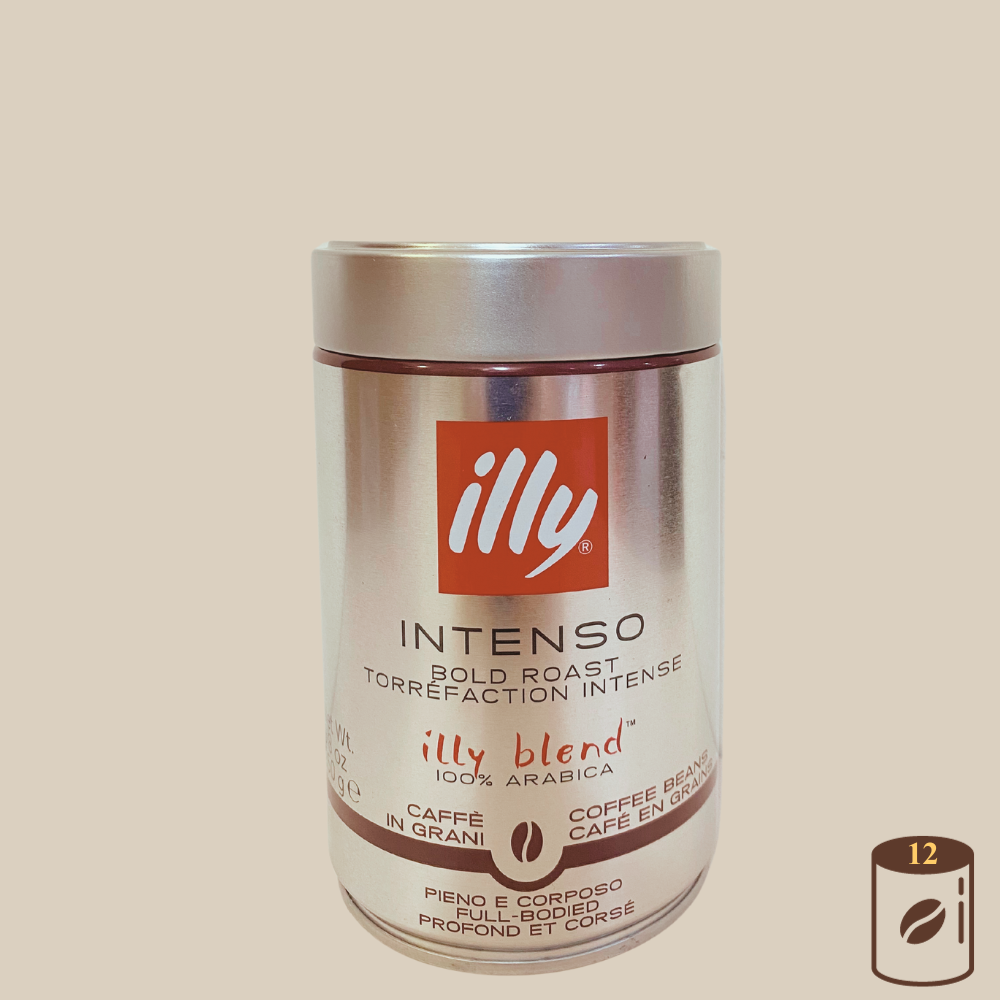 illy Bohnen intensive Röstung - Kaffeebohnen INTENSO 12 Dosen je 250g Espresso Furore