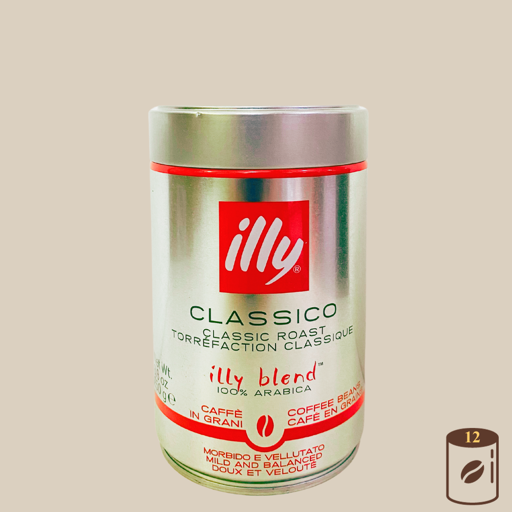 illy Bohnen klassische Röstung - Kaffeebohnen CLASSICO 12 Dosen je 250g Espresso Furore