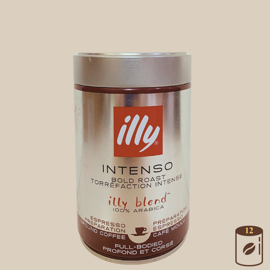 illy intensive Röstung - gemahlen INTENSO gemahlen für Espresso 12 Dosen je 250g Espresso Furore