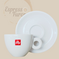 illy original Logo Cappuccinotasse mit Unterteller weiß 6 Stück Unterteller Espresso Furore