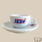 Izzo original Logo Espressotasse mit Unterteller weiß 6 Stück Espresso Furore