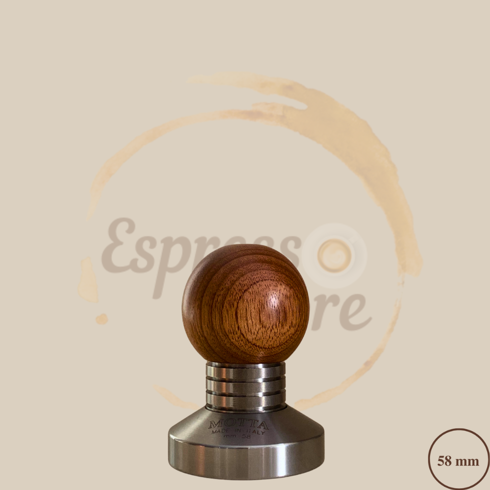 Motta Tamper Bubble Holzgriff braun 58 mm plan Edelstahl Espresso Furore