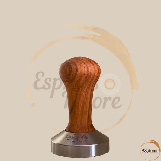 Motta Tamper Competition Edelstahl mit Olivenholzgriff braun 58,4 mm plan Espresso Furore