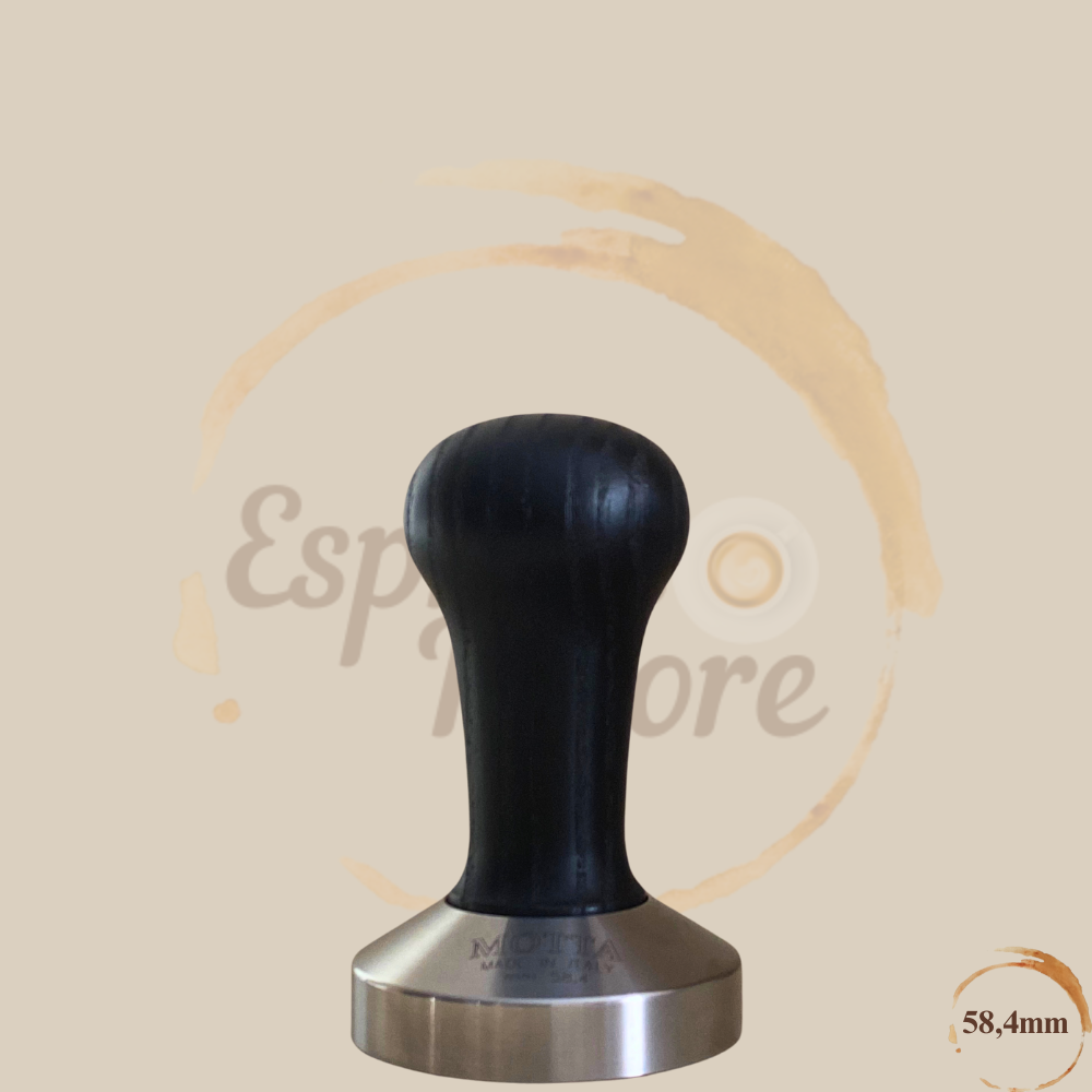 Motta Tamper Competition Edelstahl mit Holzgriff schwarz 58,4 mm plan Espresso Furore