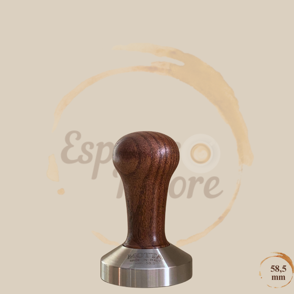 Motta Tamper Edelstahl mit Holzgriff braun 58,5 mm plan Espresso Furore