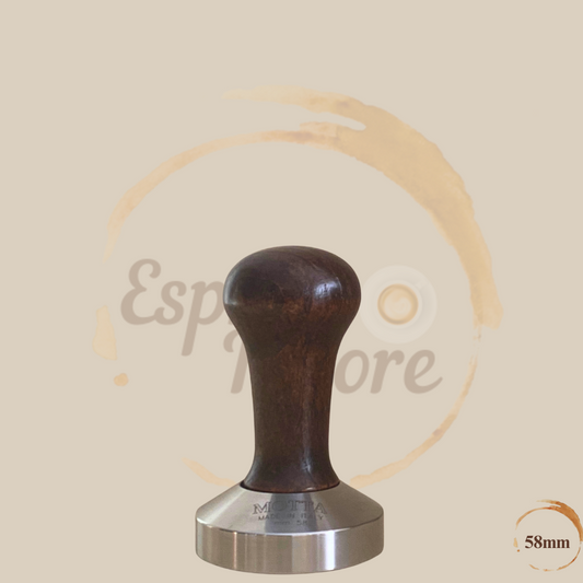 Motta Tamper Edelstahl mit Holzgriff braun 58 mm plan Espresso Furore