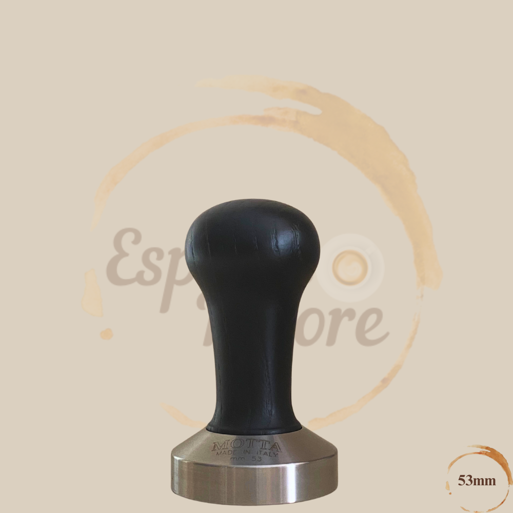 Motta Tamper Edelstahl mit Holzgriff schwarz 53 mm Espresso Furore