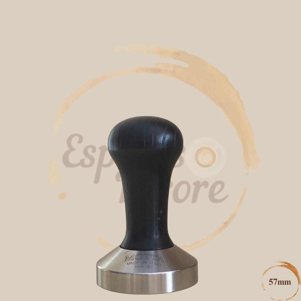 Motta Tamper Edelstahl mit Holzgriff schwarz 57 mm