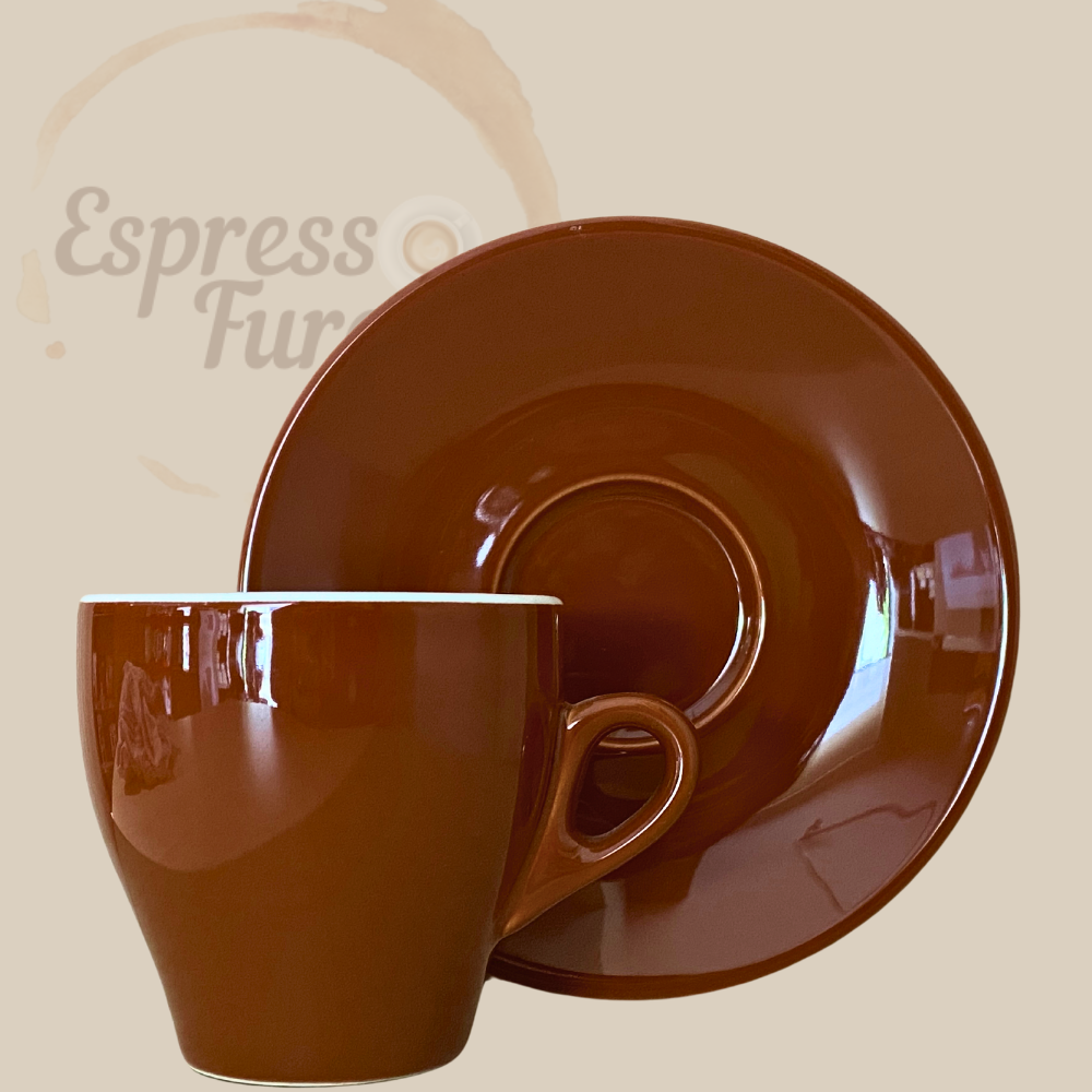 Nuova Point Milano Caffè Cappuccinotasse braun 155ml - 6 Tassen Unterteller Espresso Furore