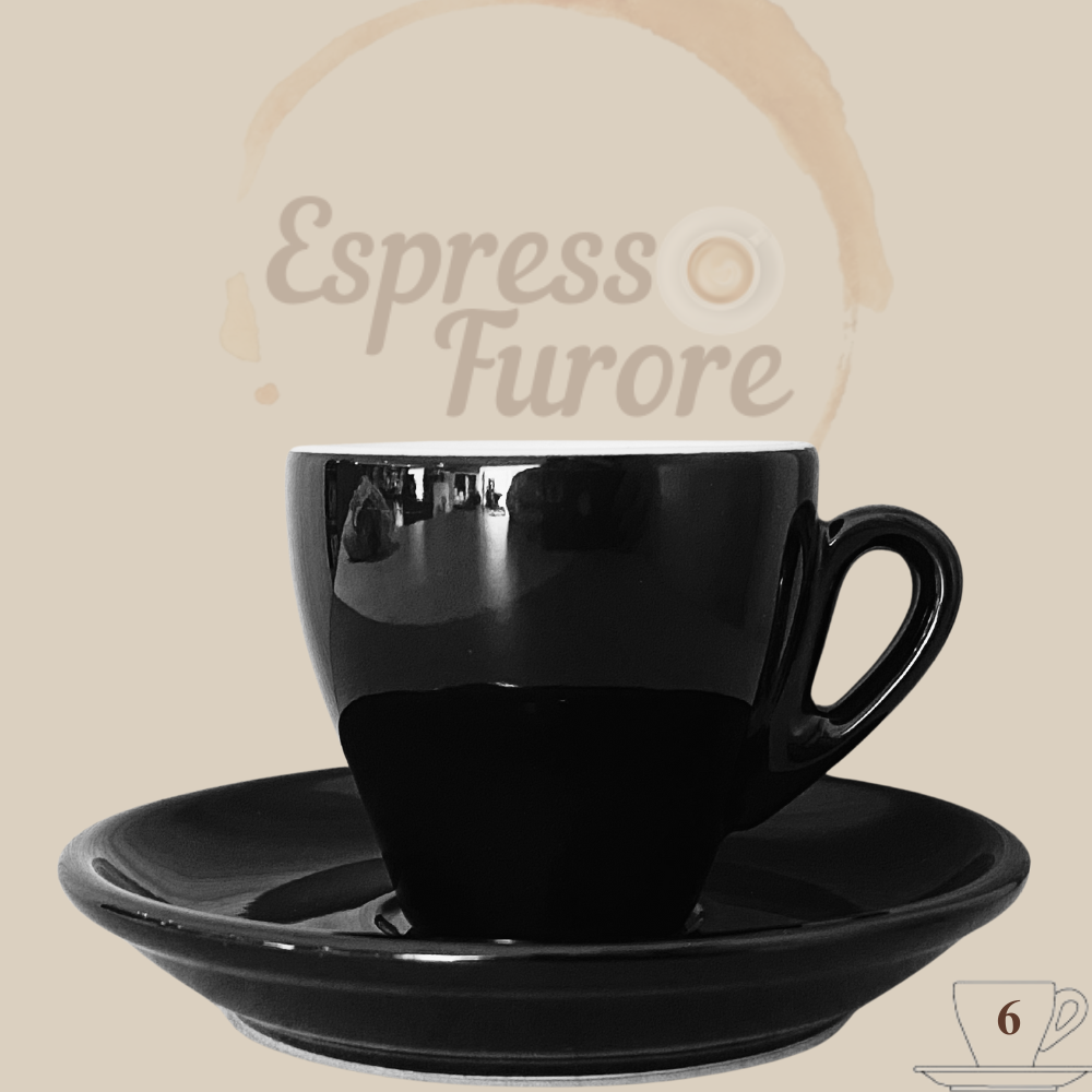 Nuova Point Milano Caffè Espressotasse schwarz 65ml - 6 Tassen Espresso Furore