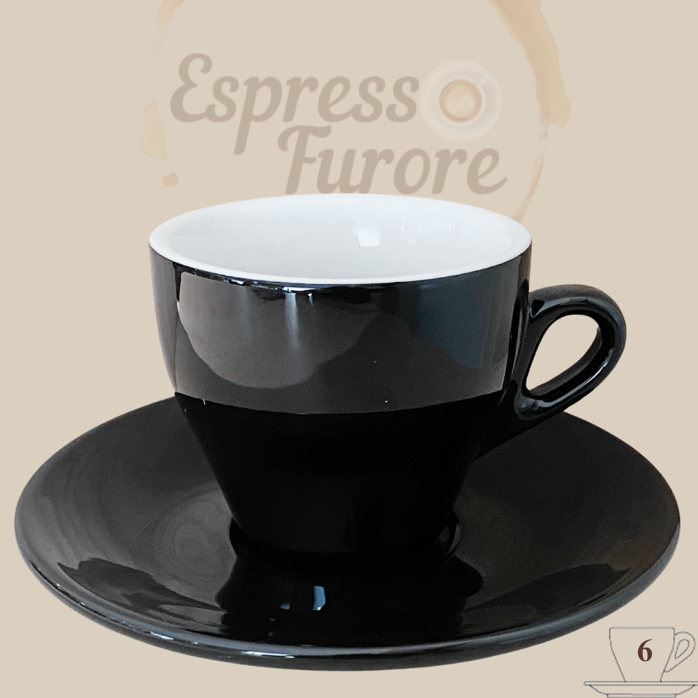 Nuova Point Milano Caffè Cappuccinotasse schwarz 155ml - 6 Tassen Espresso Furore