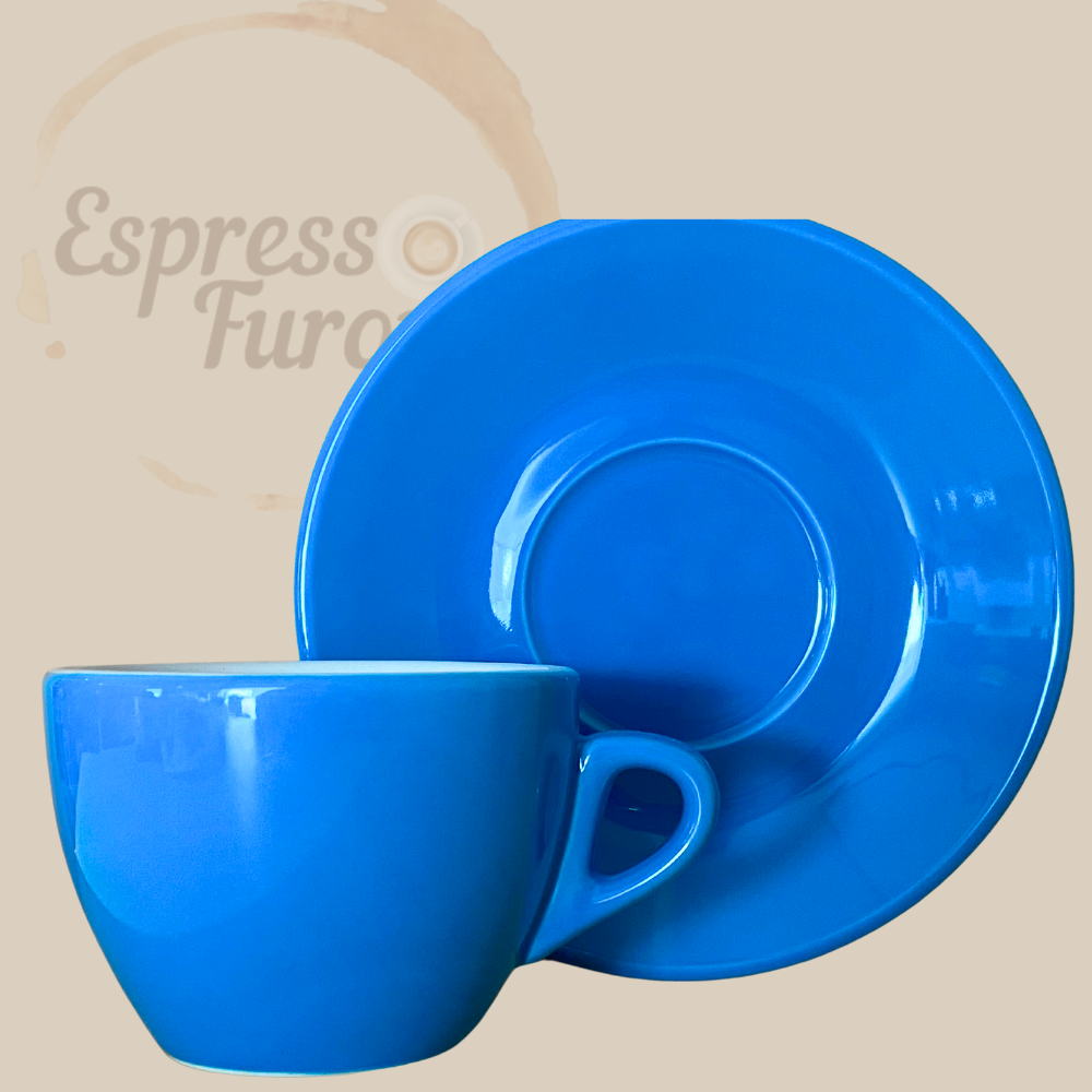 Nuova Point Palermo Caffè Kaffeetasse blau 145ml - 6 Tassen Unterteller Espresso Furore