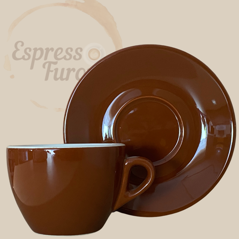 Nuova Point Palermo Caffè Kaffeetasse braun 145ml - 6 Tassen Unterteller Espresso Furore