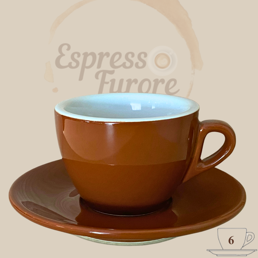 Nuova Point Palermo Caffè Kaffeetasse braun 145ml - 6 Tassen Espresso Furore