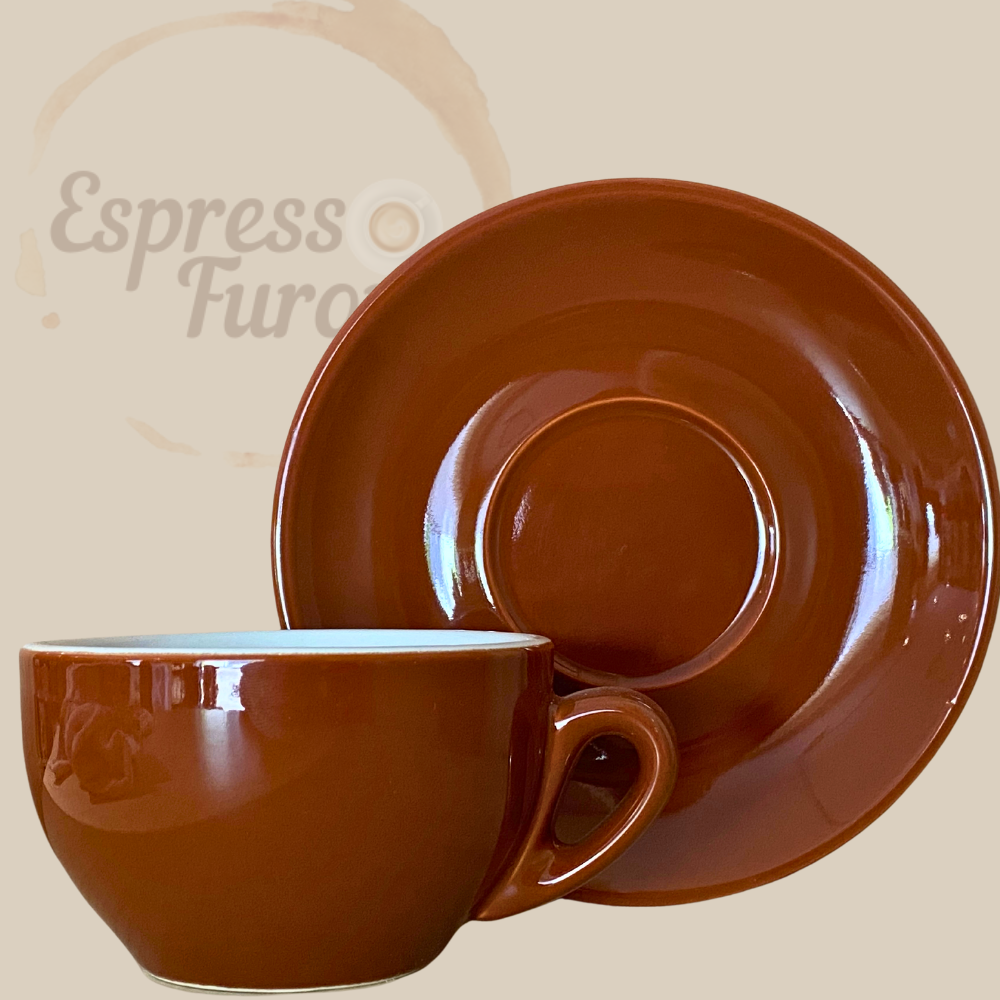 Nuova Point Palermo Caffè Cappuccinotasse braun 200 ml - 6 Tassen Unterteller Espresso Furore