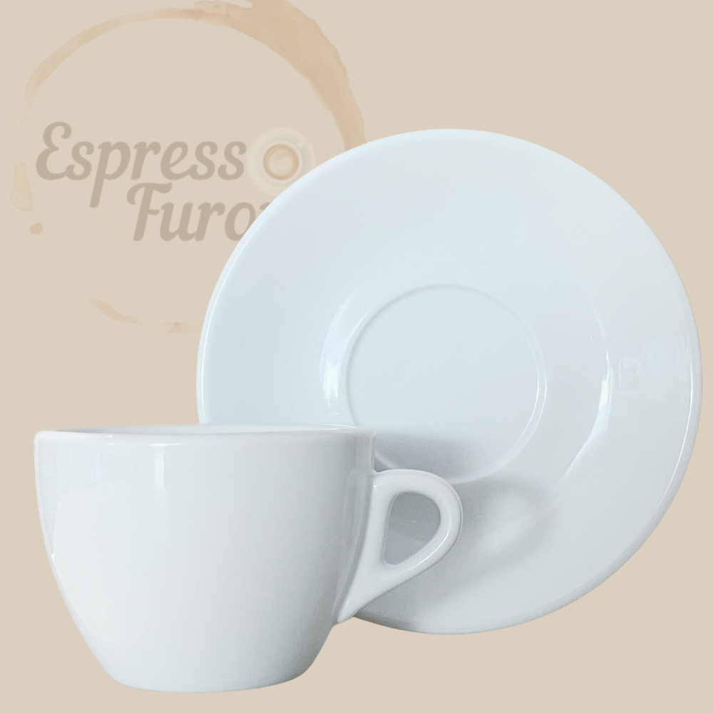 Nuova Point Palermo Caffè Kaffeetasse weiß 145ml - 6 Tassen Unterteller Espresso Furore