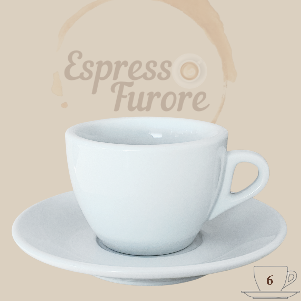 Nuova Point Palermo Caffè Kaffeetasse weiß 145ml - 6 Tassen Espresso Furore