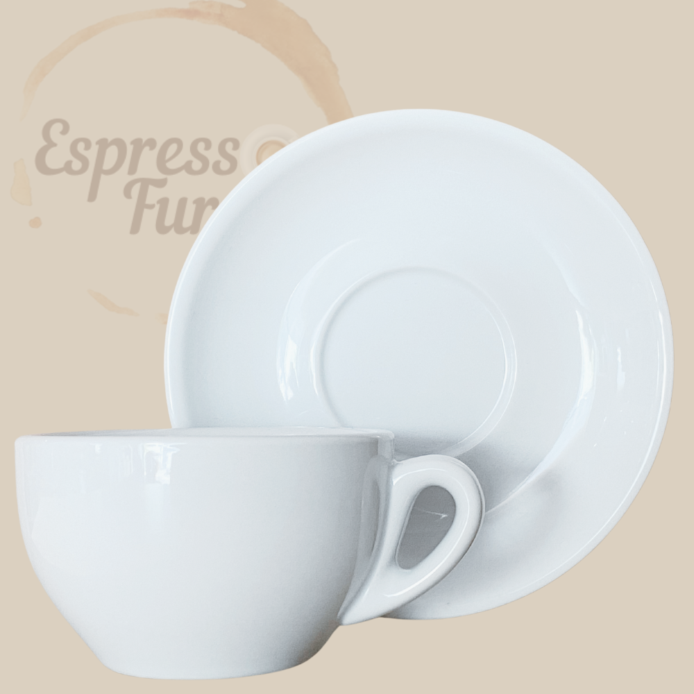 Nuova Point Palermo Caffè Cappuccinotasse weiß 200ml - 6 Tassen Unterteller Espresso Furore