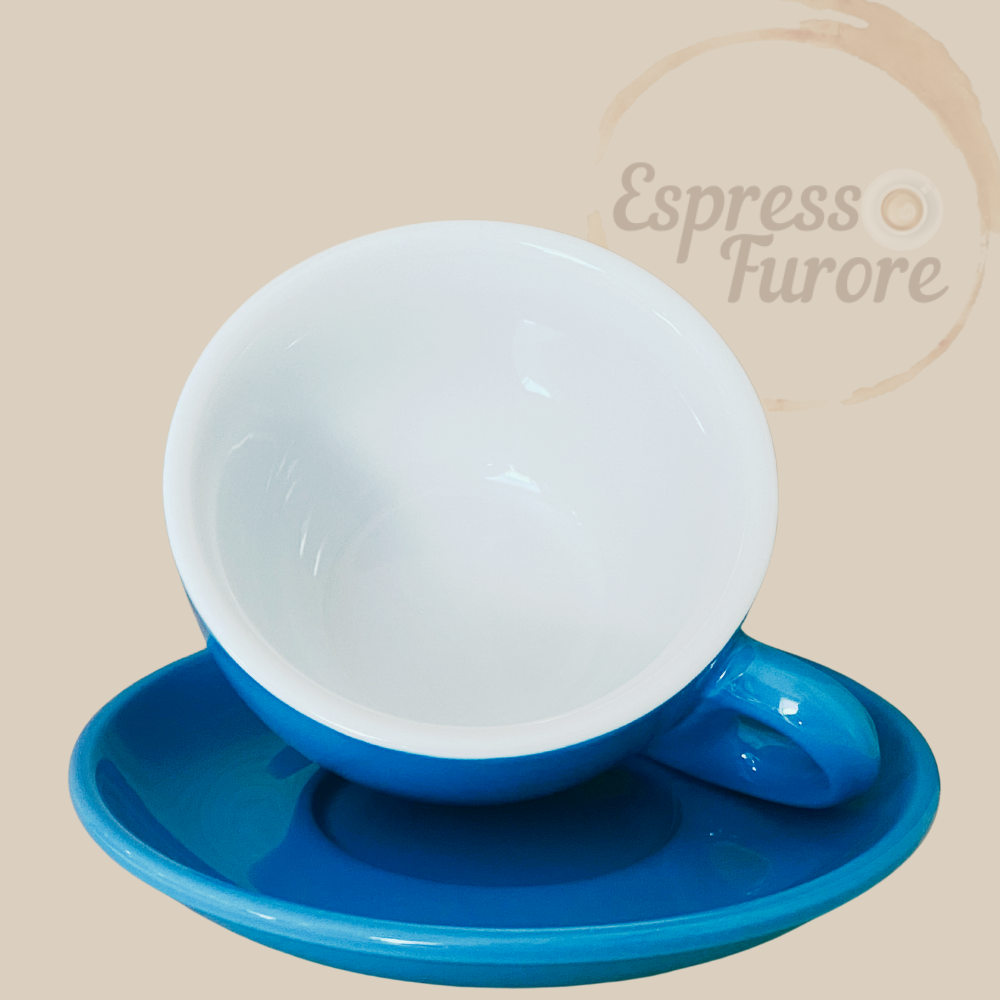 Nuova Point Palermo Caffè Lattetasse blau 260 ml - 6 Tassen Innentasse Espresso Furore